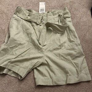 Light Green Belted Shorts